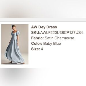 AW Dey Baby Blue Satin Maxi Dress